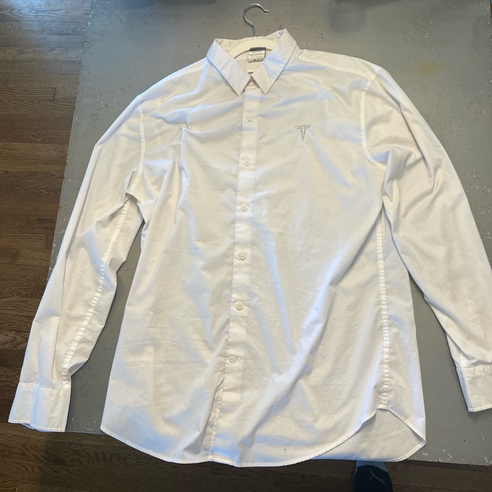 White Tesla Branded Dress Shirt